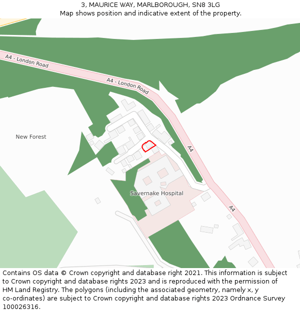 3, MAURICE WAY, MARLBOROUGH, SN8 3LG: Location map and indicative extent of plot