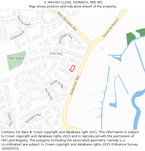 3, MAVISH CLOSE, NORWICH, NR5 9PJ: Location map and indicative extent of plot