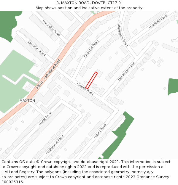 3, MAXTON ROAD, DOVER, CT17 9JJ: Location map and indicative extent of plot