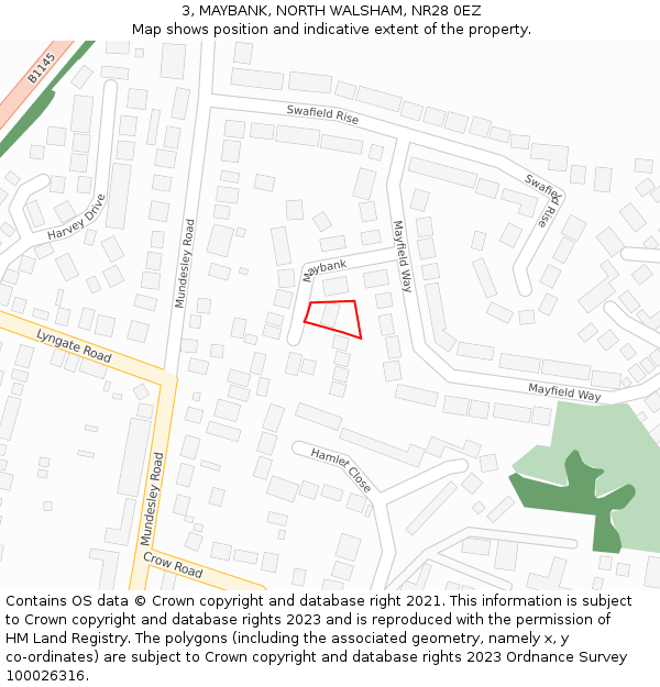 3, MAYBANK, NORTH WALSHAM, NR28 0EZ: Location map and indicative extent of plot