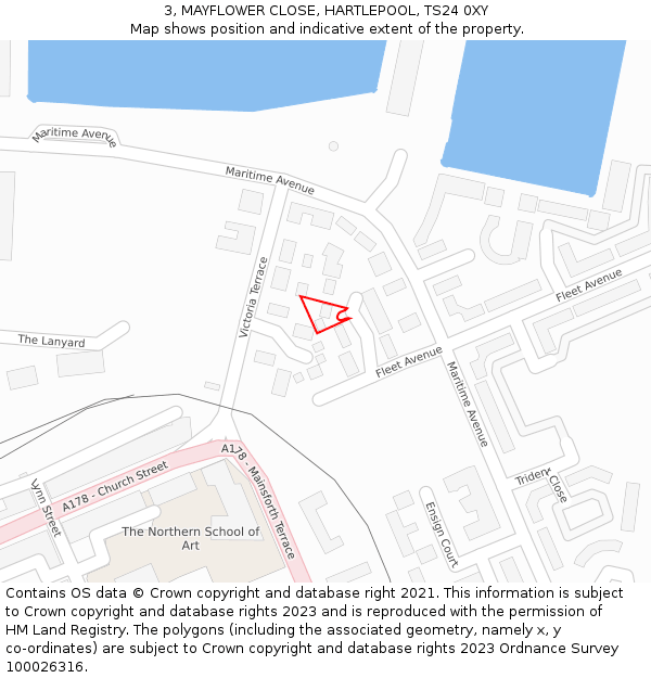 3, MAYFLOWER CLOSE, HARTLEPOOL, TS24 0XY: Location map and indicative extent of plot