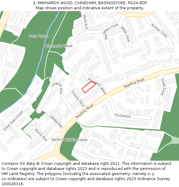 3, MAYNARDS WOOD, CHINEHAM, BASINGSTOKE, RG24 8DP: Location map and indicative extent of plot