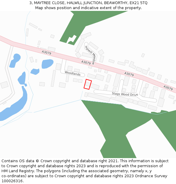 3, MAYTREE CLOSE, HALWILL JUNCTION, BEAWORTHY, EX21 5TQ: Location map and indicative extent of plot