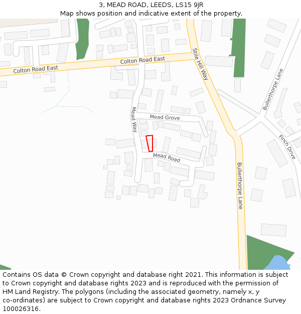 3, MEAD ROAD, LEEDS, LS15 9JR: Location map and indicative extent of plot