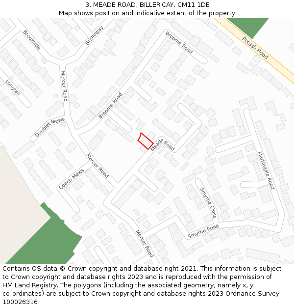 3, MEADE ROAD, BILLERICAY, CM11 1DE: Location map and indicative extent of plot