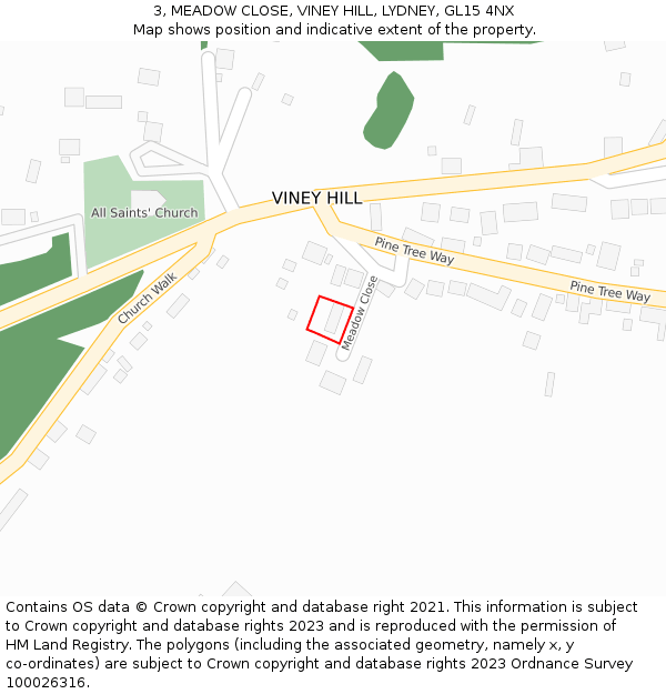 3, MEADOW CLOSE, VINEY HILL, LYDNEY, GL15 4NX: Location map and indicative extent of plot