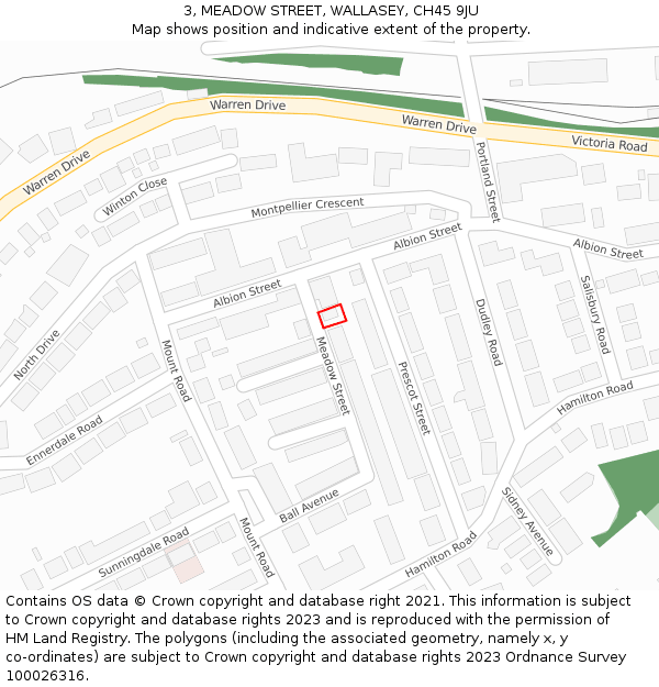 3, MEADOW STREET, WALLASEY, CH45 9JU: Location map and indicative extent of plot