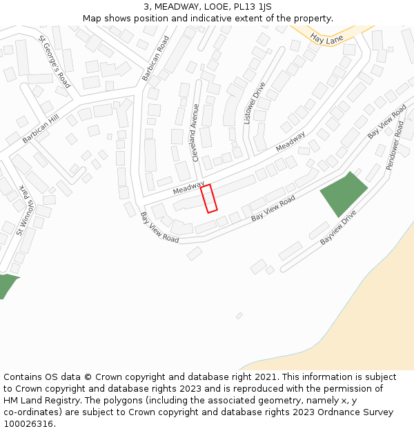 3, MEADWAY, LOOE, PL13 1JS: Location map and indicative extent of plot