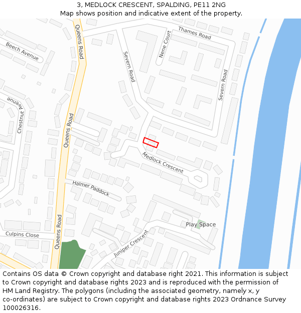 3, MEDLOCK CRESCENT, SPALDING, PE11 2NG: Location map and indicative extent of plot