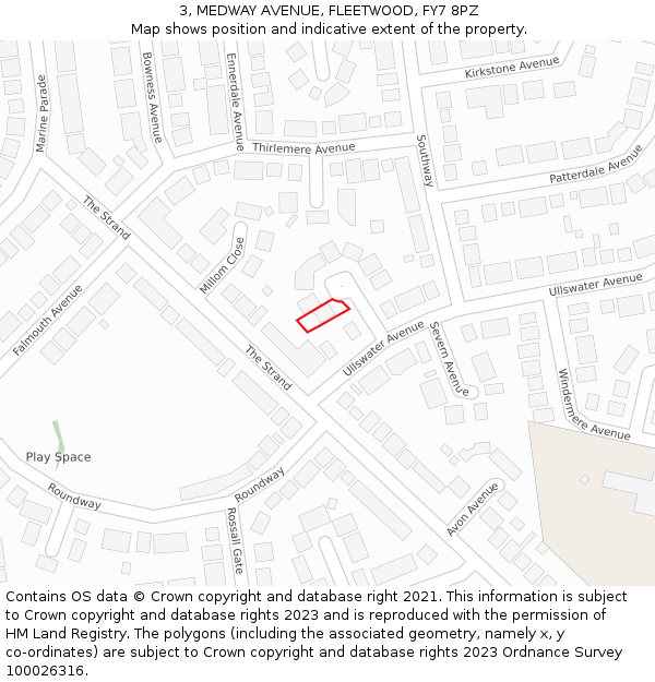 3, MEDWAY AVENUE, FLEETWOOD, FY7 8PZ: Location map and indicative extent of plot