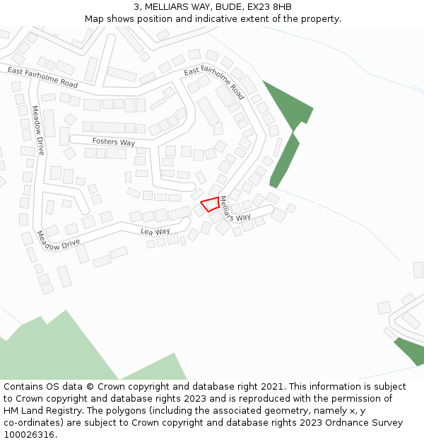 3, MELLIARS WAY, BUDE, EX23 8HB: Location map and indicative extent of plot