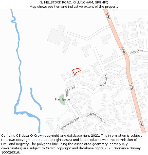 3, MELSTOCK ROAD, GILLINGHAM, SP8 4FQ: Location map and indicative extent of plot