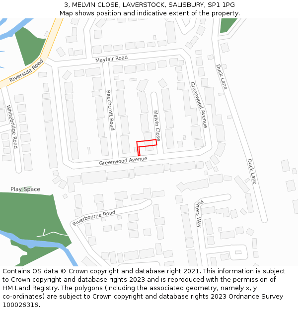 3, MELVIN CLOSE, LAVERSTOCK, SALISBURY, SP1 1PG: Location map and indicative extent of plot