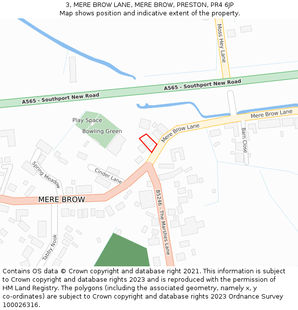 3, MERE BROW LANE, MERE BROW, PRESTON, PR4 6JP: Location map and indicative extent of plot