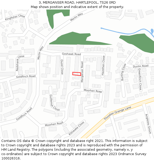 3, MERGANSER ROAD, HARTLEPOOL, TS26 0RD: Location map and indicative extent of plot