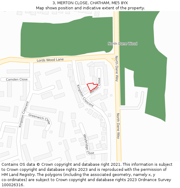 3, MERTON CLOSE, CHATHAM, ME5 8YX: Location map and indicative extent of plot