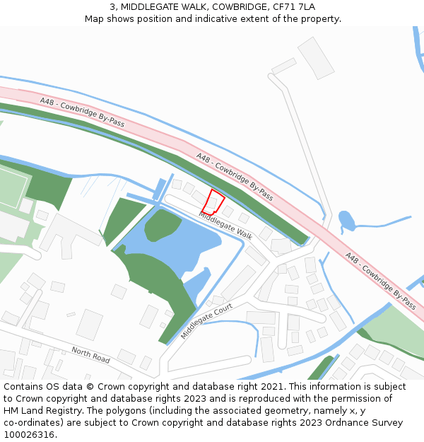 3, MIDDLEGATE WALK, COWBRIDGE, CF71 7LA: Location map and indicative extent of plot