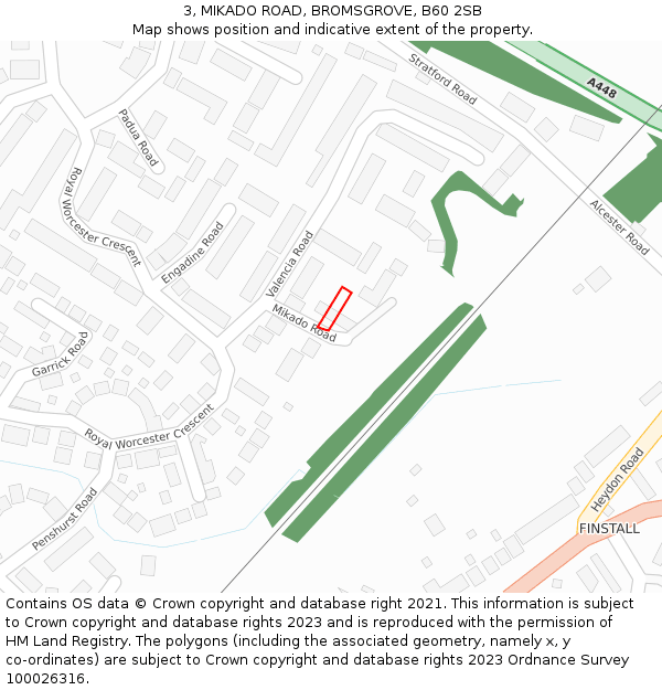 3, MIKADO ROAD, BROMSGROVE, B60 2SB: Location map and indicative extent of plot