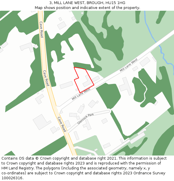 3, MILL LANE WEST, BROUGH, HU15 1HG: Location map and indicative extent of plot