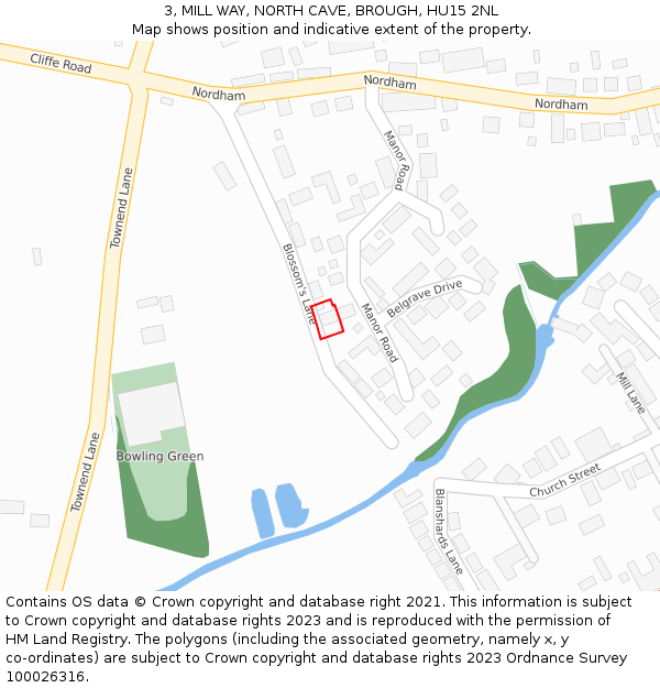 3, MILL WAY, NORTH CAVE, BROUGH, HU15 2NL: Location map and indicative extent of plot
