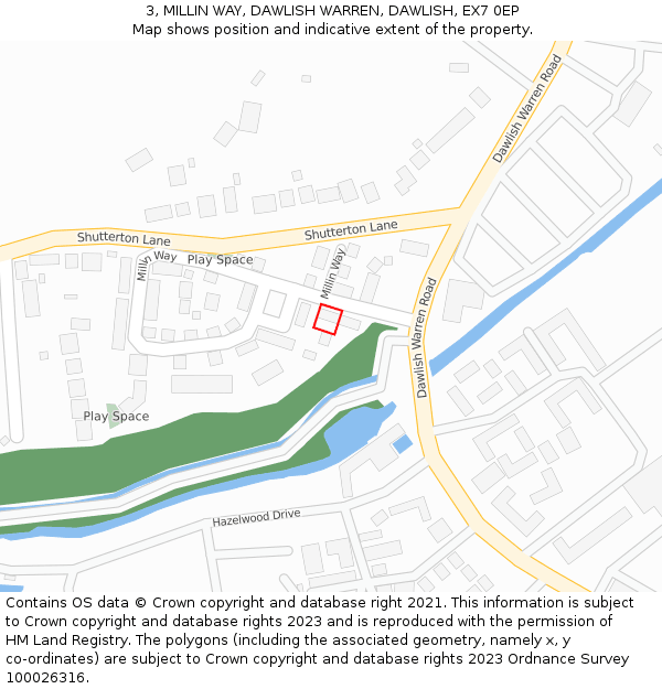 3, MILLIN WAY, DAWLISH WARREN, DAWLISH, EX7 0EP: Location map and indicative extent of plot