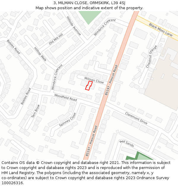 3, MILMAN CLOSE, ORMSKIRK, L39 4SJ: Location map and indicative extent of plot