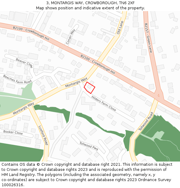 3, MONTARGIS WAY, CROWBOROUGH, TN6 2XF: Location map and indicative extent of plot