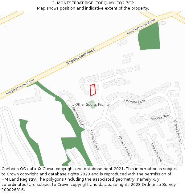 3, MONTSERRAT RISE, TORQUAY, TQ2 7GP: Location map and indicative extent of plot