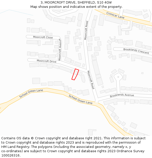 3, MOORCROFT DRIVE, SHEFFIELD, S10 4GW: Location map and indicative extent of plot