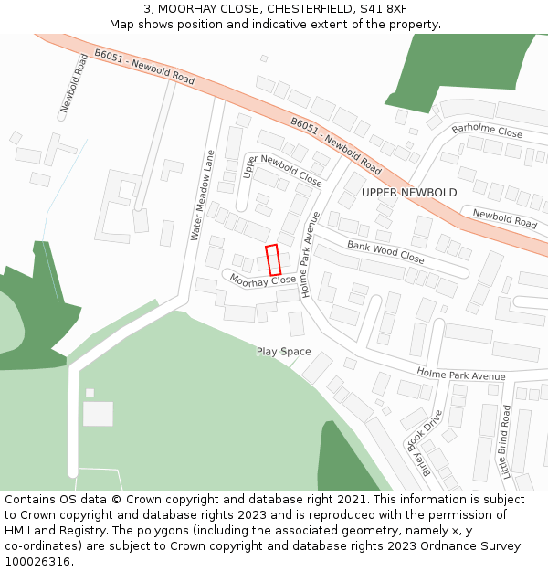 3, MOORHAY CLOSE, CHESTERFIELD, S41 8XF: Location map and indicative extent of plot