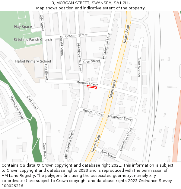 3, MORGAN STREET, SWANSEA, SA1 2LU: Location map and indicative extent of plot