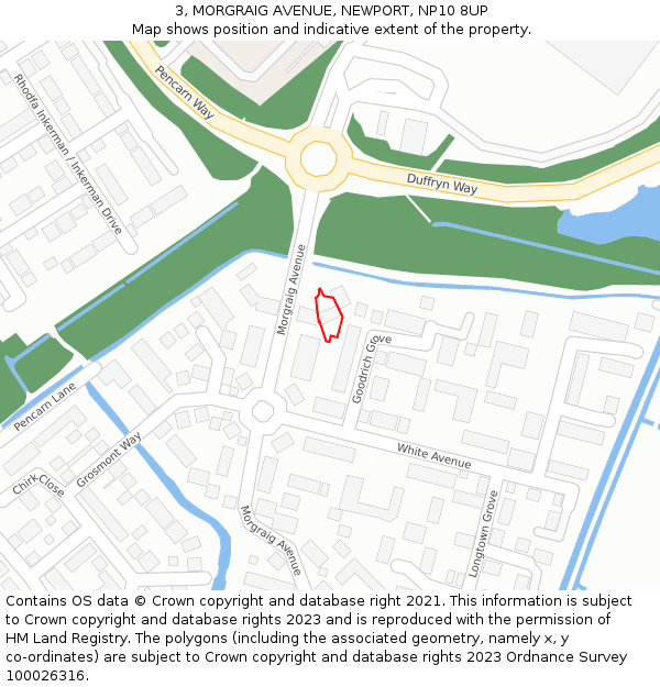 3, MORGRAIG AVENUE, NEWPORT, NP10 8UP: Location map and indicative extent of plot