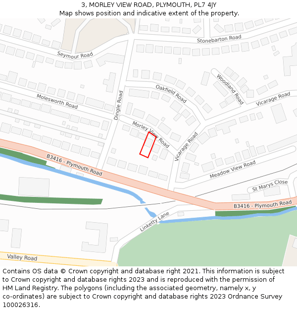3, MORLEY VIEW ROAD, PLYMOUTH, PL7 4JY: Location map and indicative extent of plot