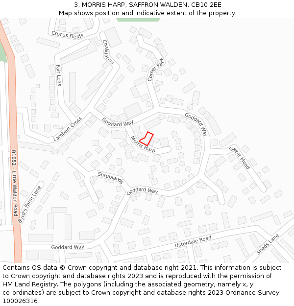 3, MORRIS HARP, SAFFRON WALDEN, CB10 2EE: Location map and indicative extent of plot