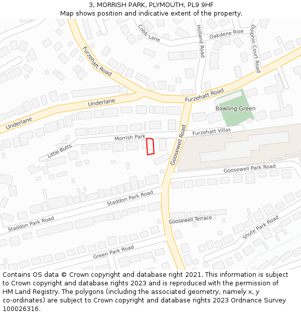 3, MORRISH PARK, PLYMOUTH, PL9 9HF: Location map and indicative extent of plot