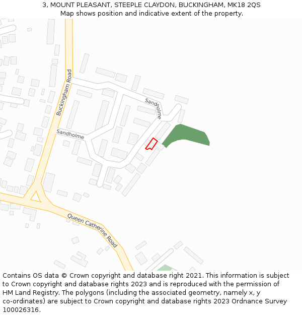 3, MOUNT PLEASANT, STEEPLE CLAYDON, BUCKINGHAM, MK18 2QS: Location map and indicative extent of plot