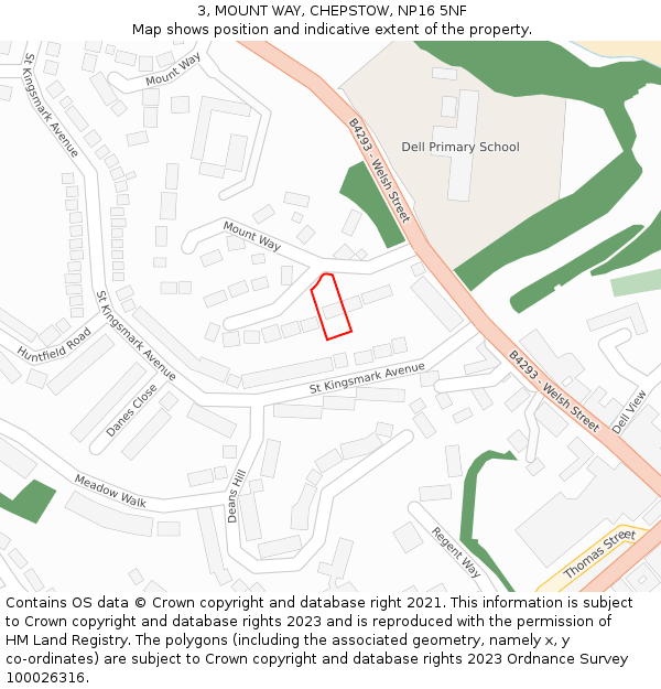 3, MOUNT WAY, CHEPSTOW, NP16 5NF: Location map and indicative extent of plot