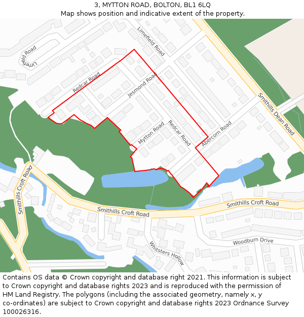 3, MYTTON ROAD, BOLTON, BL1 6LQ: Location map and indicative extent of plot