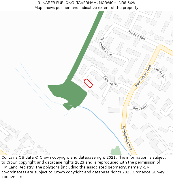 3, NABER FURLONG, TAVERHAM, NORWICH, NR8 6XW: Location map and indicative extent of plot