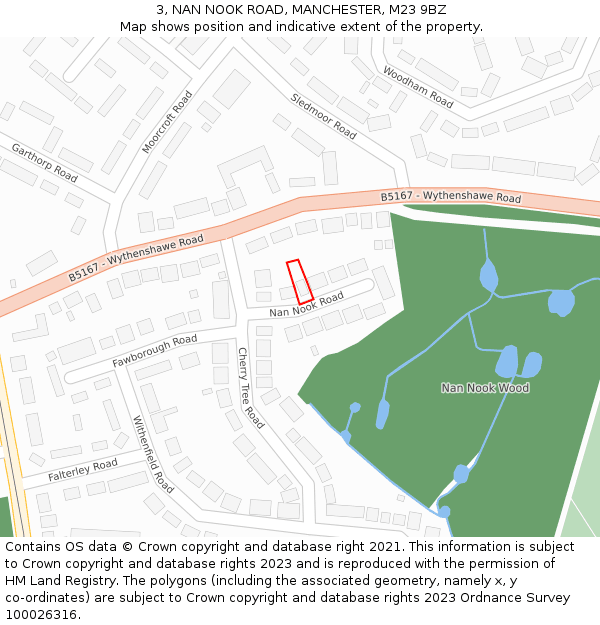 3, NAN NOOK ROAD, MANCHESTER, M23 9BZ: Location map and indicative extent of plot