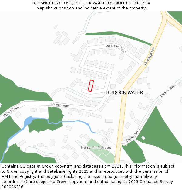 3, NANGITHA CLOSE, BUDOCK WATER, FALMOUTH, TR11 5DX: Location map and indicative extent of plot