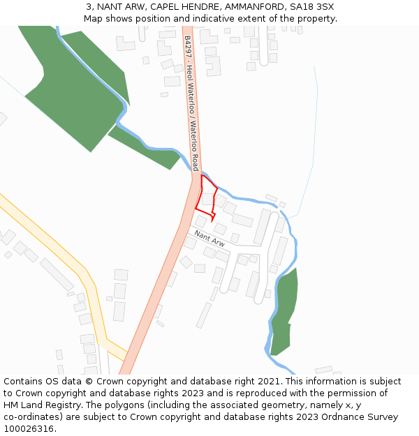 3, NANT ARW, CAPEL HENDRE, AMMANFORD, SA18 3SX: Location map and indicative extent of plot