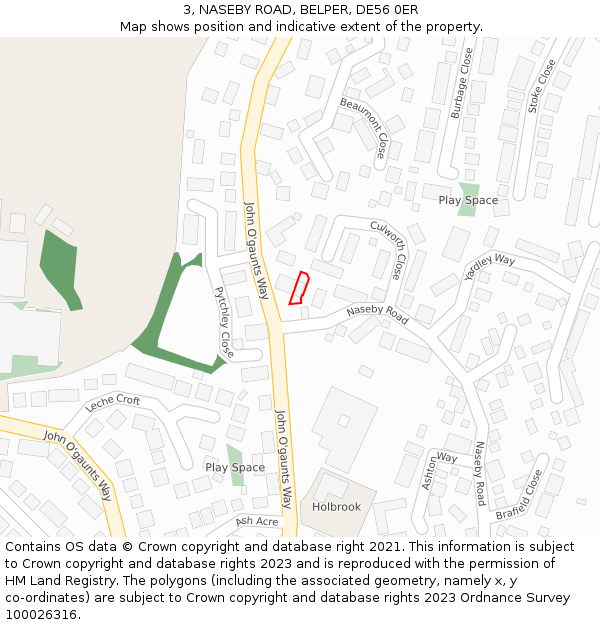 3, NASEBY ROAD, BELPER, DE56 0ER: Location map and indicative extent of plot
