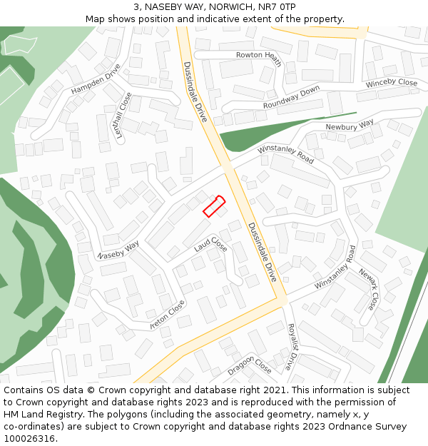 3, NASEBY WAY, NORWICH, NR7 0TP: Location map and indicative extent of plot