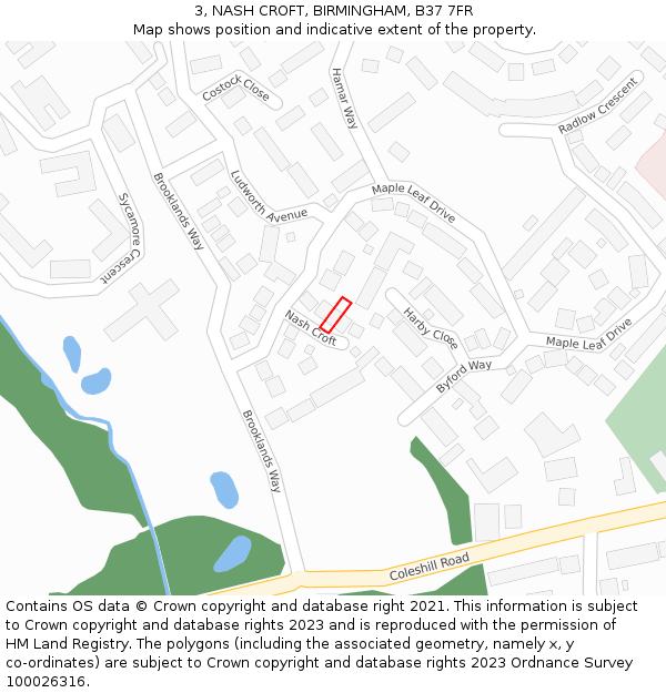 3, NASH CROFT, BIRMINGHAM, B37 7FR: Location map and indicative extent of plot