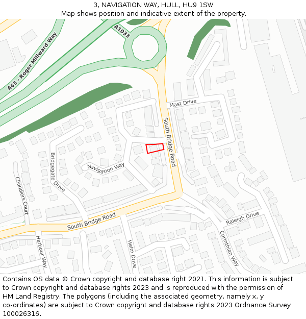 3, NAVIGATION WAY, HULL, HU9 1SW: Location map and indicative extent of plot