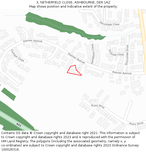 3, NETHERFIELD CLOSE, ASHBOURNE, DE6 1AZ: Location map and indicative extent of plot