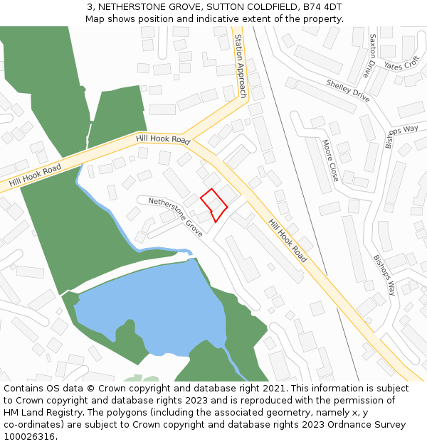 3, NETHERSTONE GROVE, SUTTON COLDFIELD, B74 4DT: Location map and indicative extent of plot