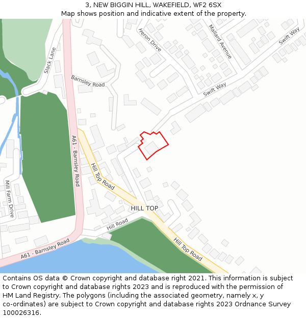 3, NEW BIGGIN HILL, WAKEFIELD, WF2 6SX: Location map and indicative extent of plot