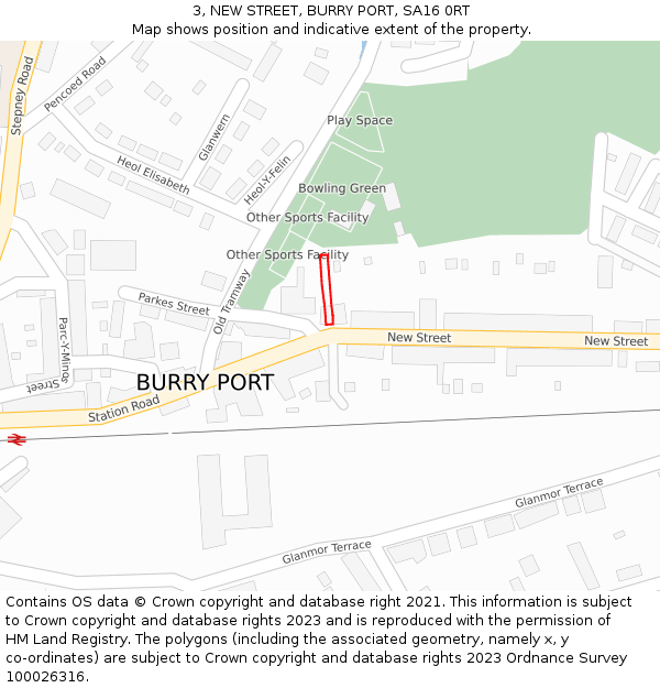 3, NEW STREET, BURRY PORT, SA16 0RT: Location map and indicative extent of plot